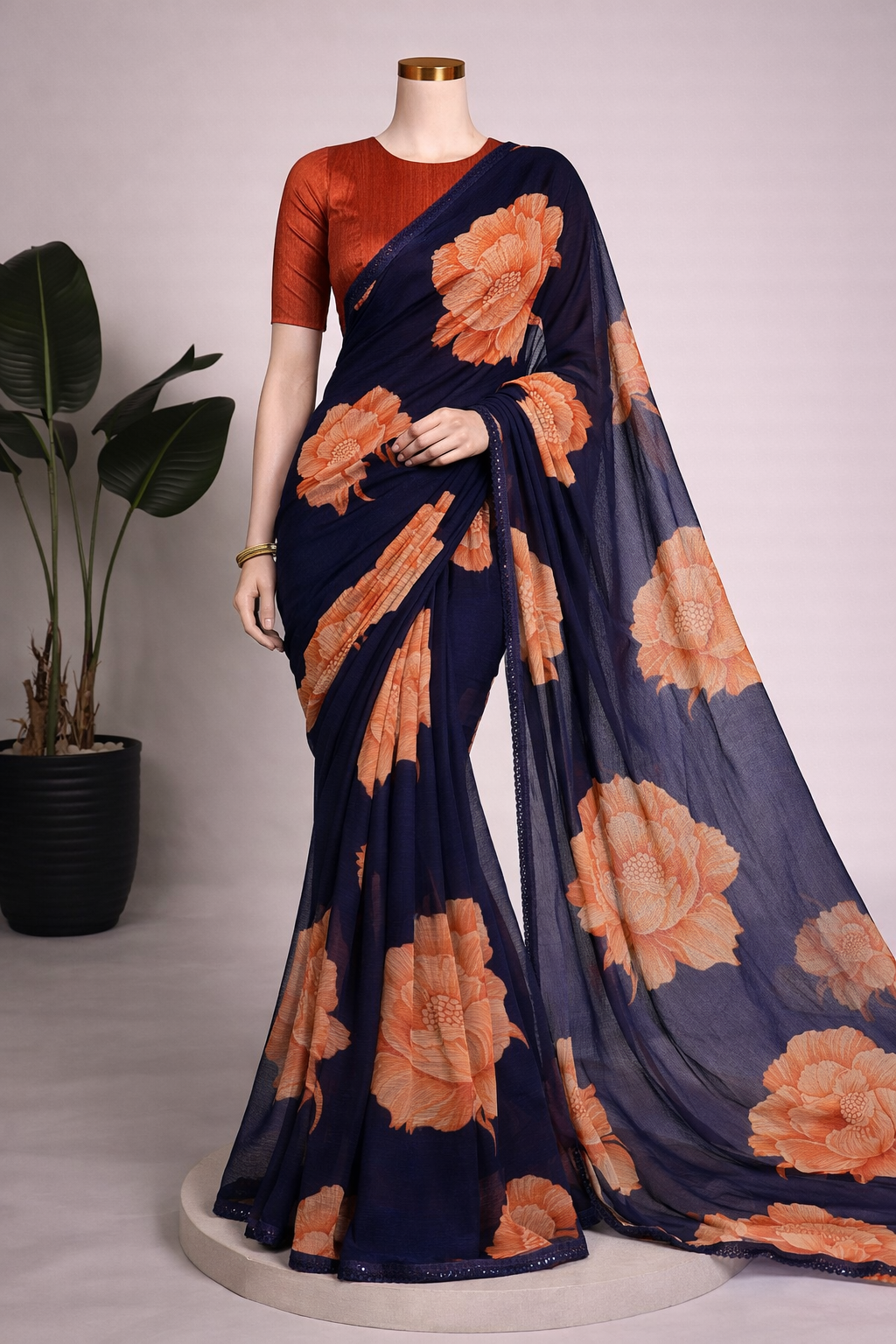 Elegant Floral Chiffon Saree Collection