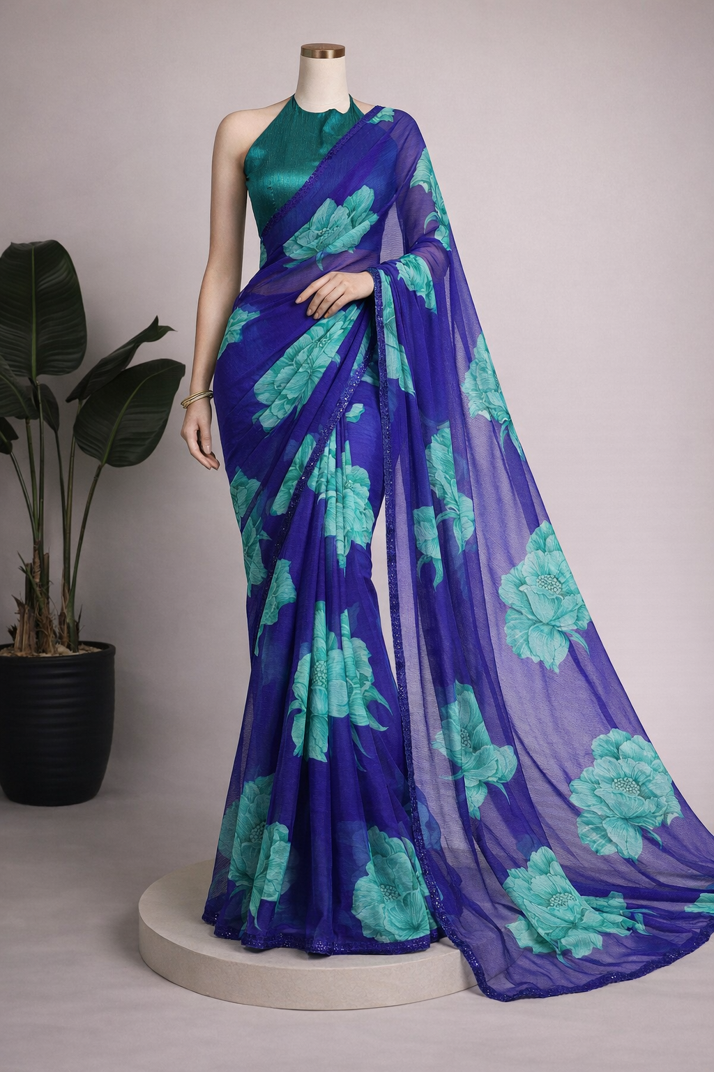 Elegant Floral Chiffon Saree Collection