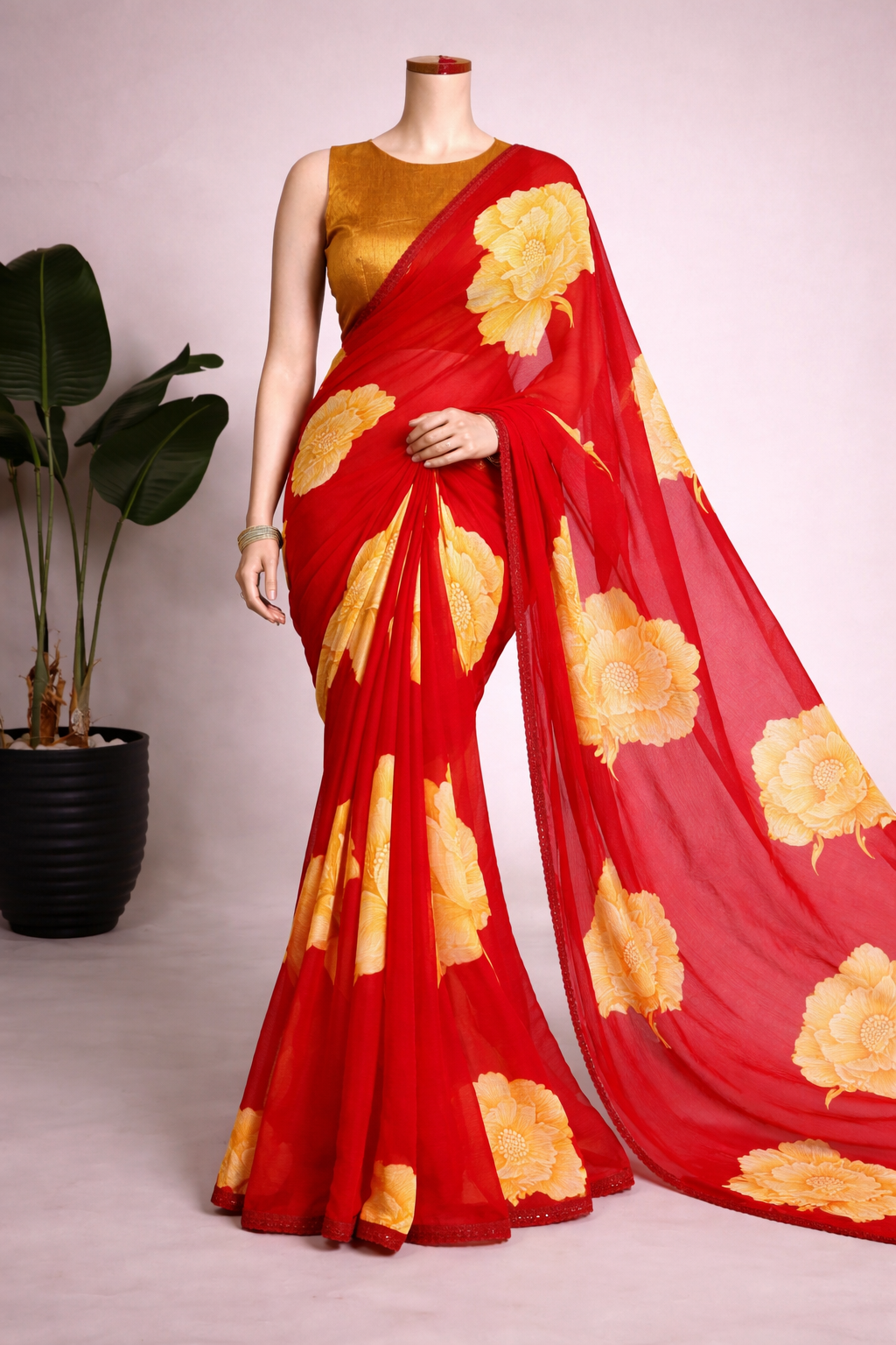 Elegant Floral Chiffon Saree Collection