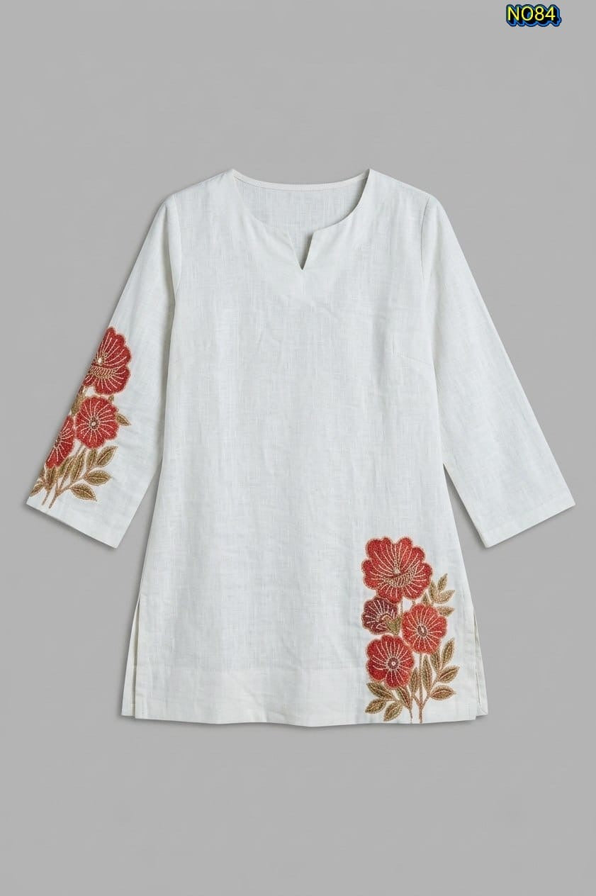 Woman Classic DTF Printed White Cotton Top