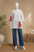 Woman Classic DTF Printed White Cotton Top