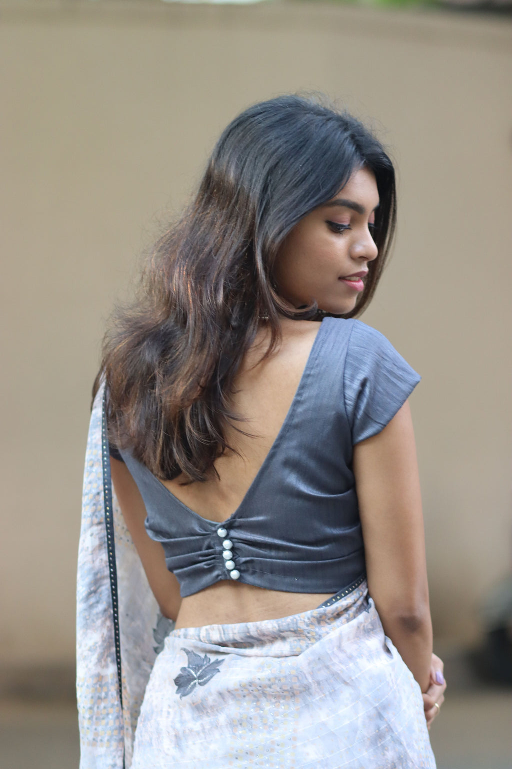 Elegant Grey Georgette Saree