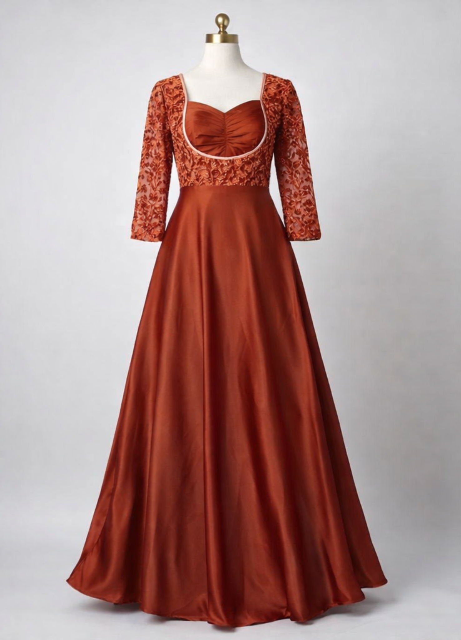 Satin Embroidery Anarkali Set