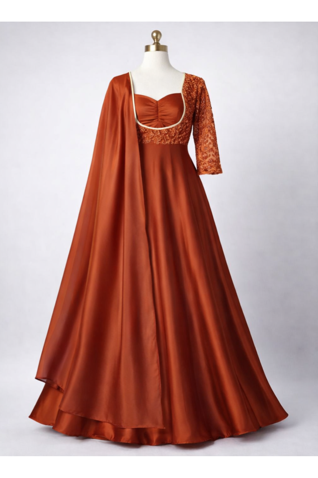Satin Embroidery Anarkali Set