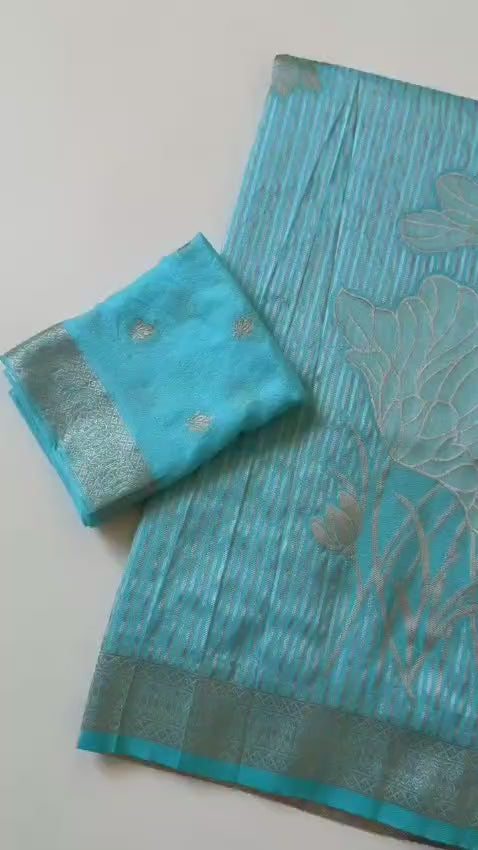 Exclusive Jambo Flower Jari Weaving Saree Collection