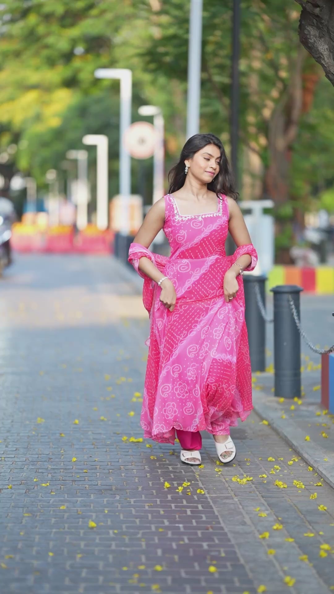 Elegant Pink Anarkali Set with Dupatta & Palazzo | Amuve Lifestyle